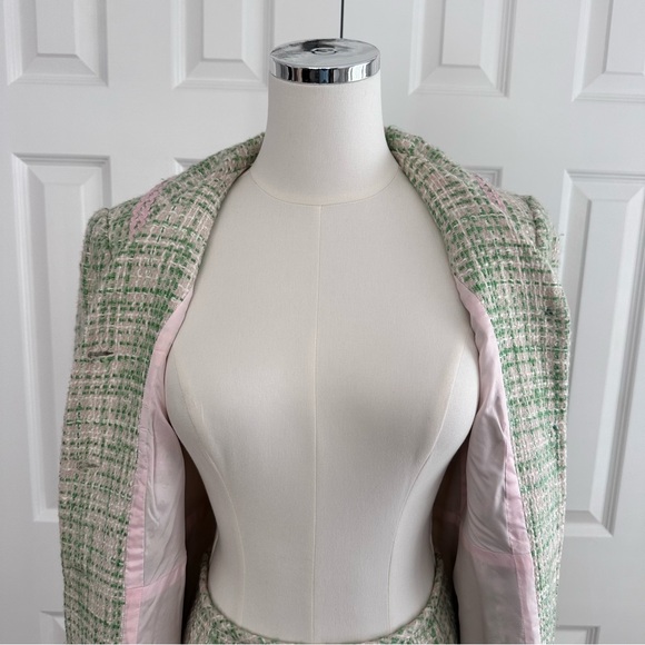 Isabel & Nina Elegant Green Tweed Women's Long Jacket and Skirt Suit, Size 2 - Picture 12 of 16